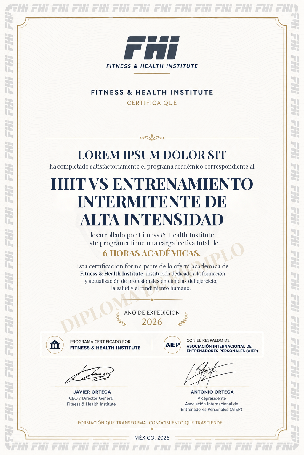 Ejemplo del documento de finalización de HIIT vs Entrenamiento Intermitente de Alta Intensidad